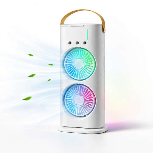 Rechargeable Dual Fan Air Cooler with RGB Light