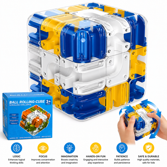 Ball Rolling Puzzle Cube – 3D Maze Brain Teaser Toy